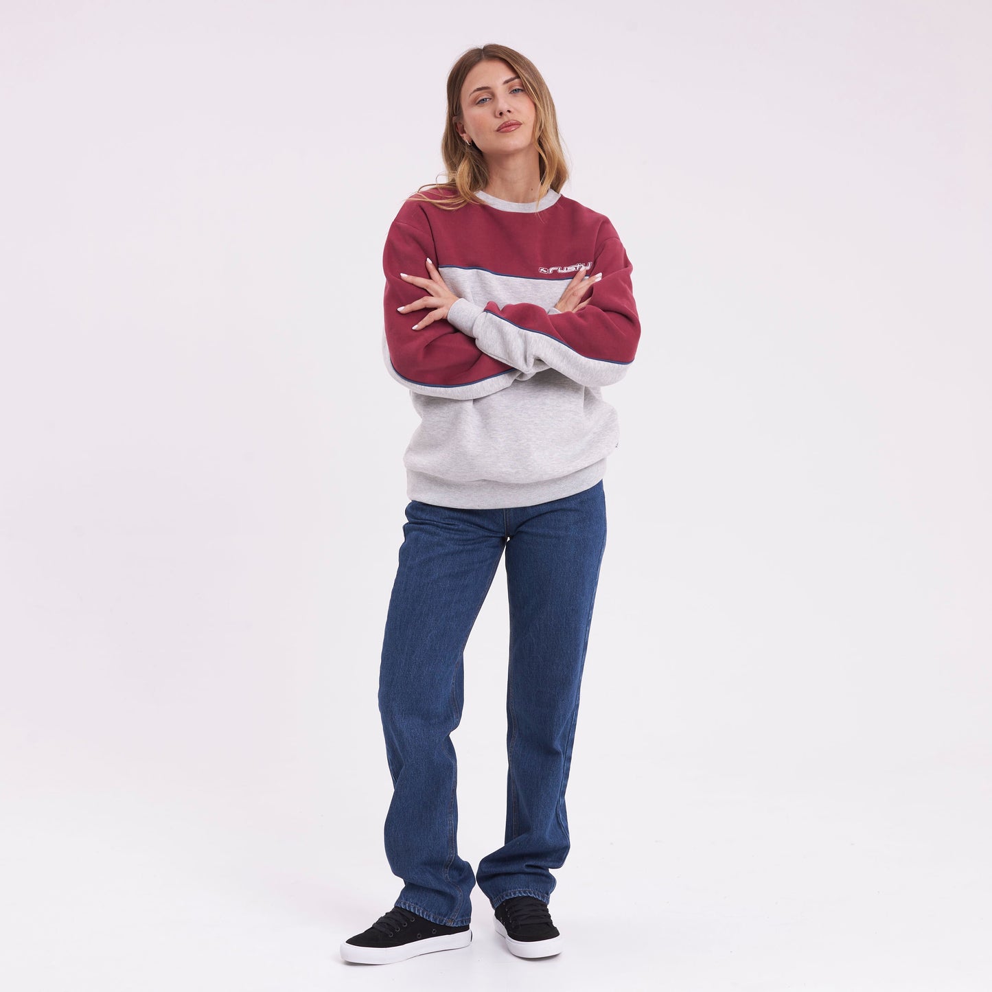 Buzo Rusty Polar Popped Panelled Crew Ld Grey Marle