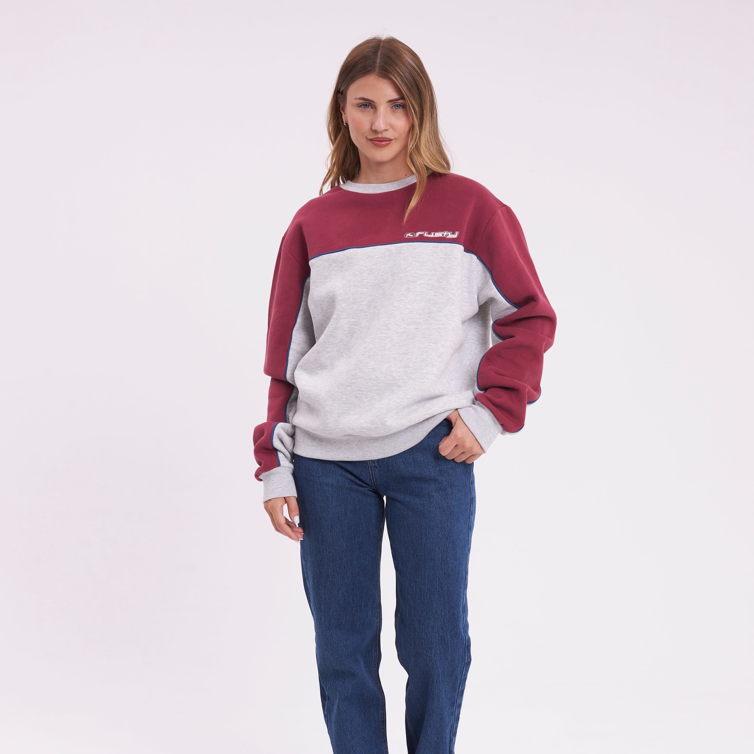 Buzo Rusty Polar Popped Panelled Crew Ld Grey Marle