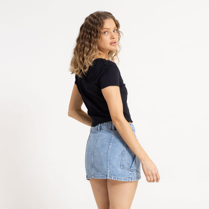 Remera Mc Rusty Polly Anna Pointelle Baby Tee Ld Black