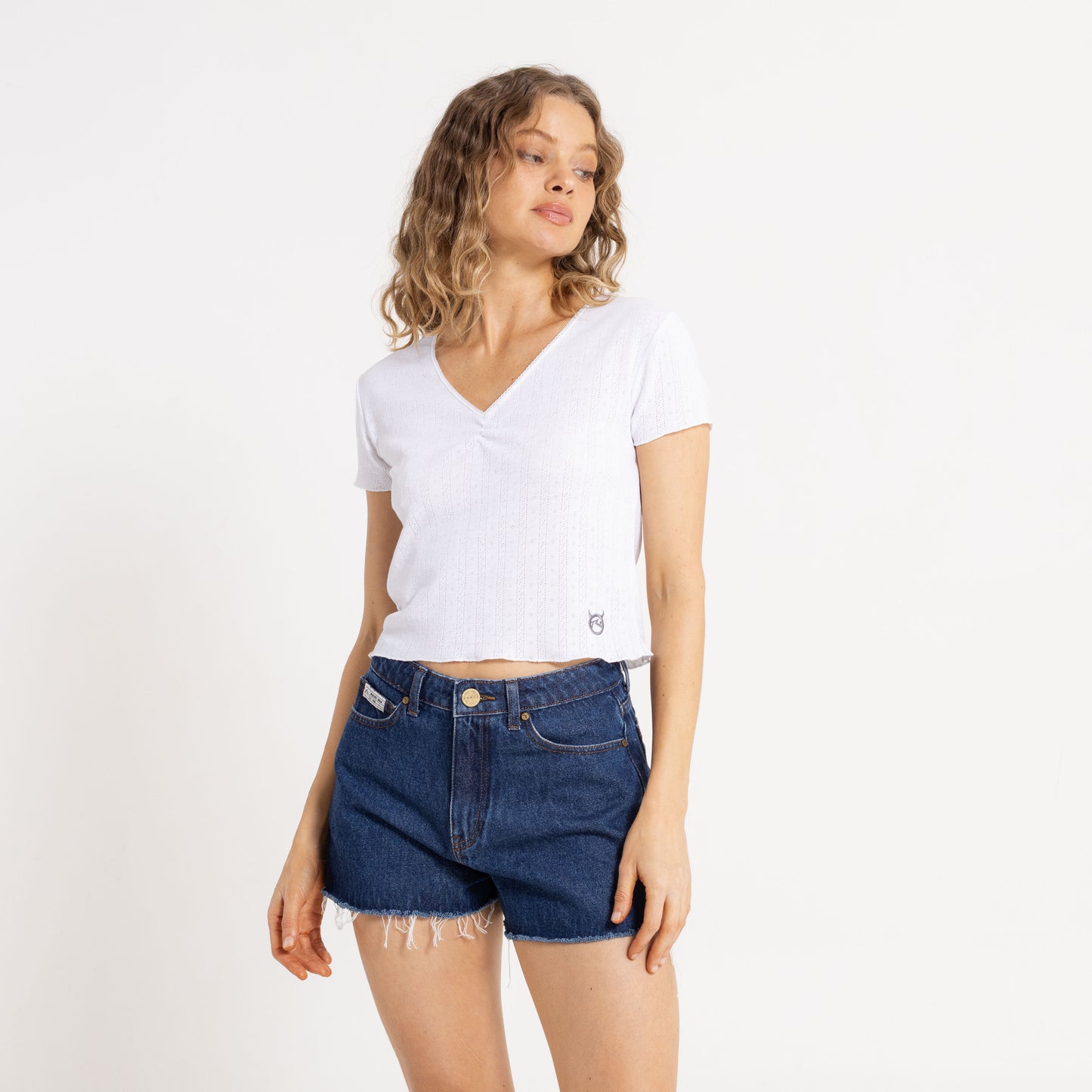 Remera Mc Rusty Polly Anna Pointelle Baby Tee Ld Off White