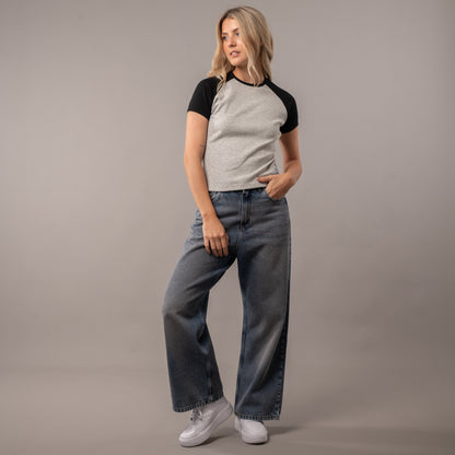 Remera Rusty R2K Raglan Skimmer Ld Grey Marle