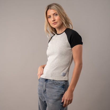 Remera Rusty R2K Raglan Skimmer Ld Grey Marle