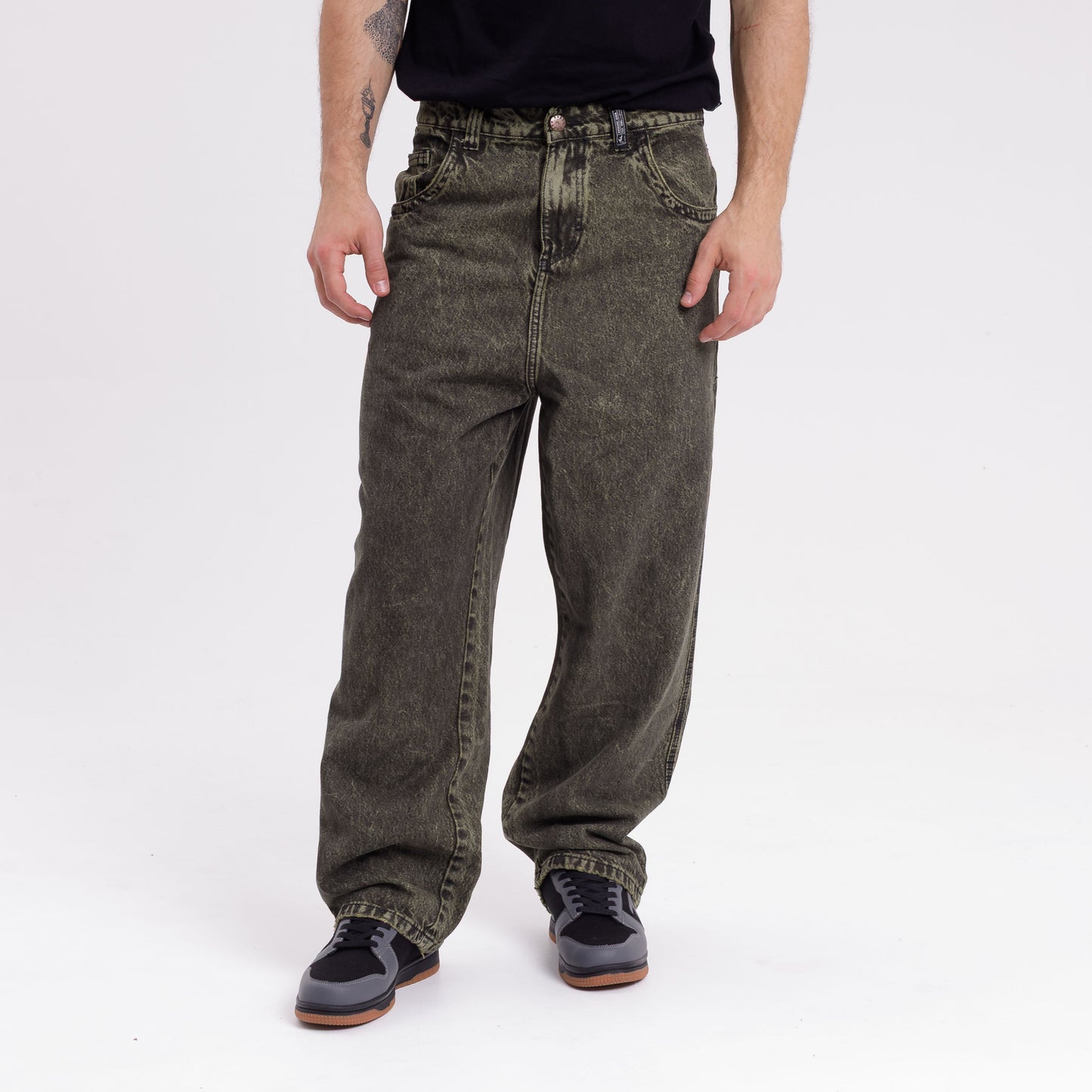 Jean Rusty R Dot Overdyed Green