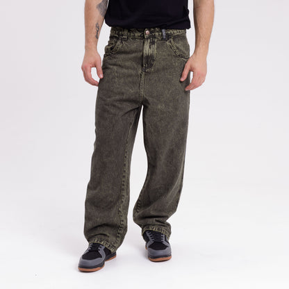 Jean Rusty R Dot Overdyed Green