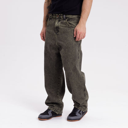 Jean Rusty R Dot Overdyed Green