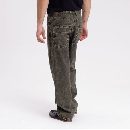 Jean Rusty R Dot Overdyed Green