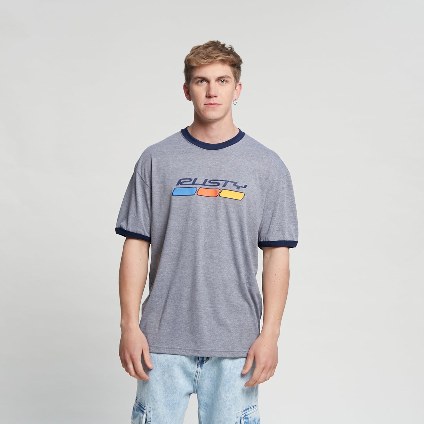 Remera Mc Rusty Lights Or Ringer Short Sleeve Tee Grey Marle