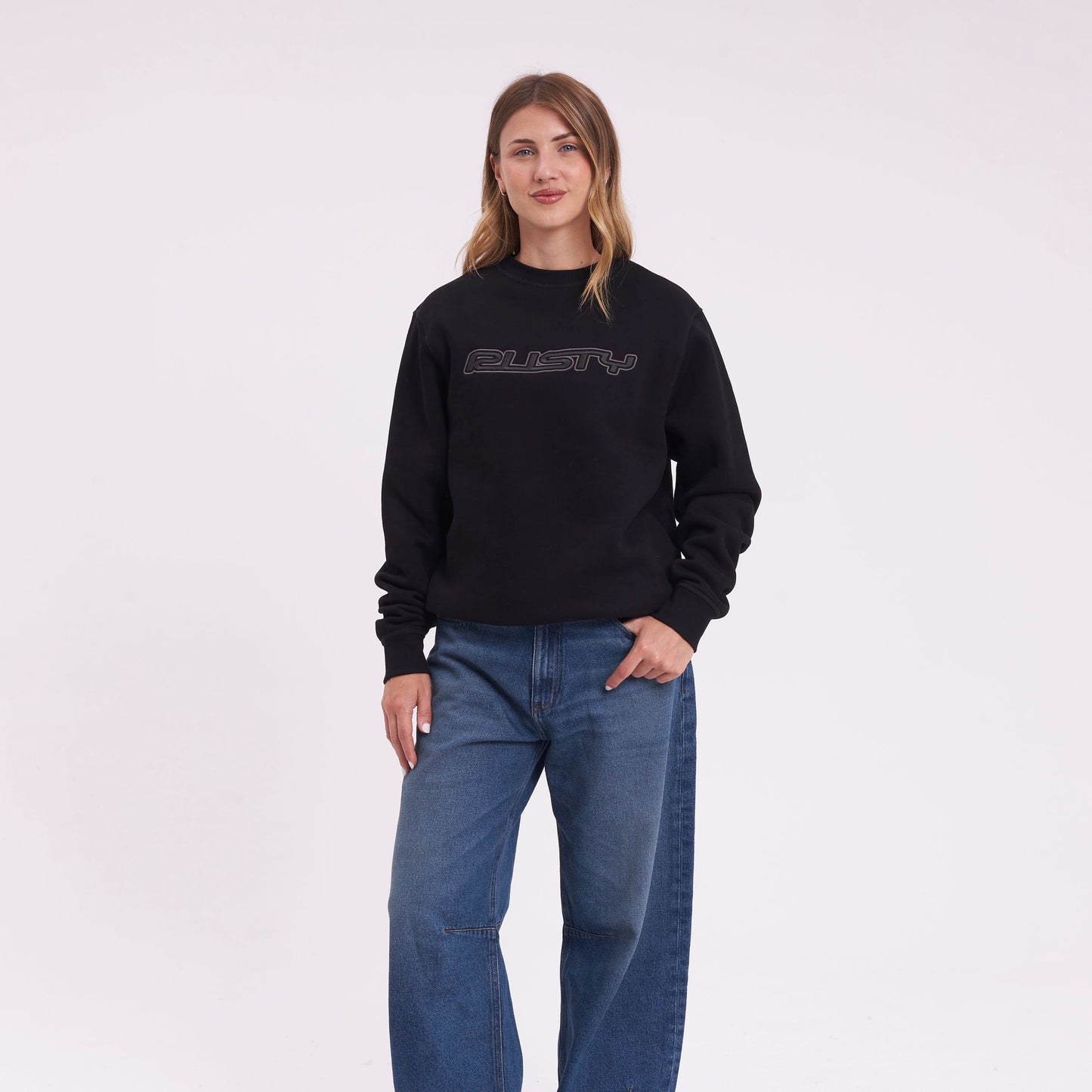 Buzo Rusty R Essential Oversized Crew Fleece Black