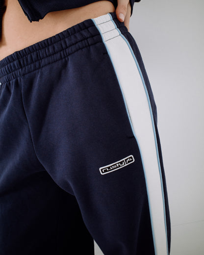 Jogging Rusty Retro Lines Wide Leg Track Pant Navy Blue