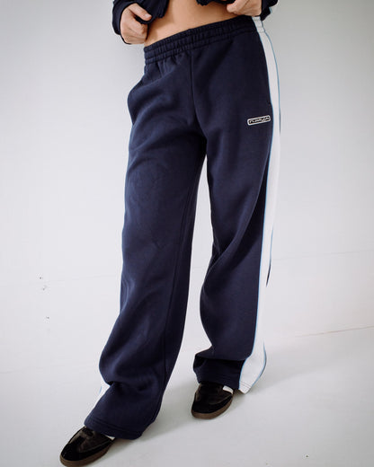 Jogging Rusty Retro Lines Wide Leg Track Pant Navy Blue