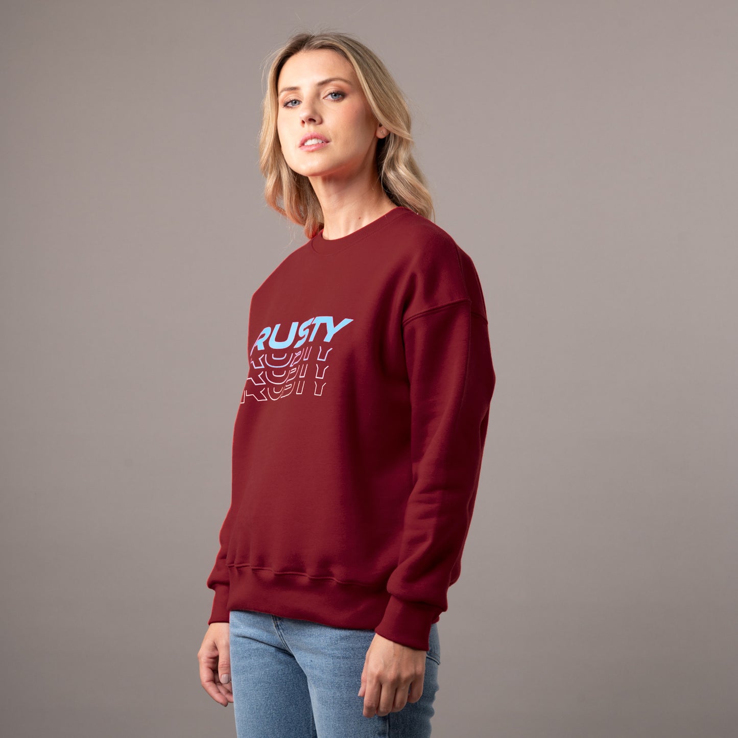 Buzo Rusty Retro Tech Classic Crew Ld Rhubarb