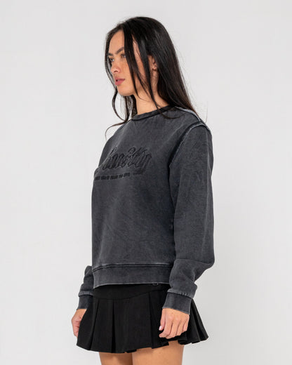 Buzo Rusty Roxanne Oversized Crew Neck Fleece Washed Black