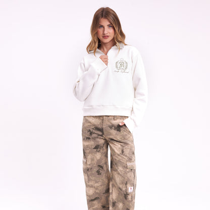 Buzo Rusty Royal Midzipper Neck Crew Ld Snow White