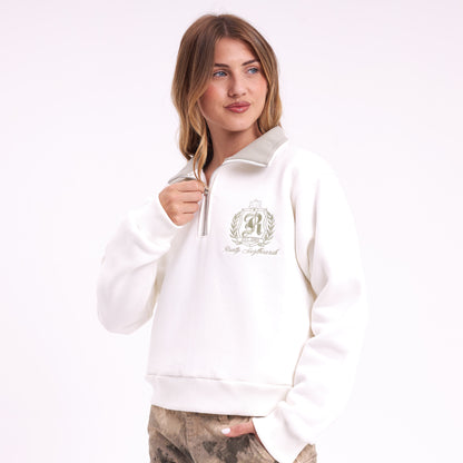 Buzo Rusty Royal Midzipper Neck Crew Ld Snow White