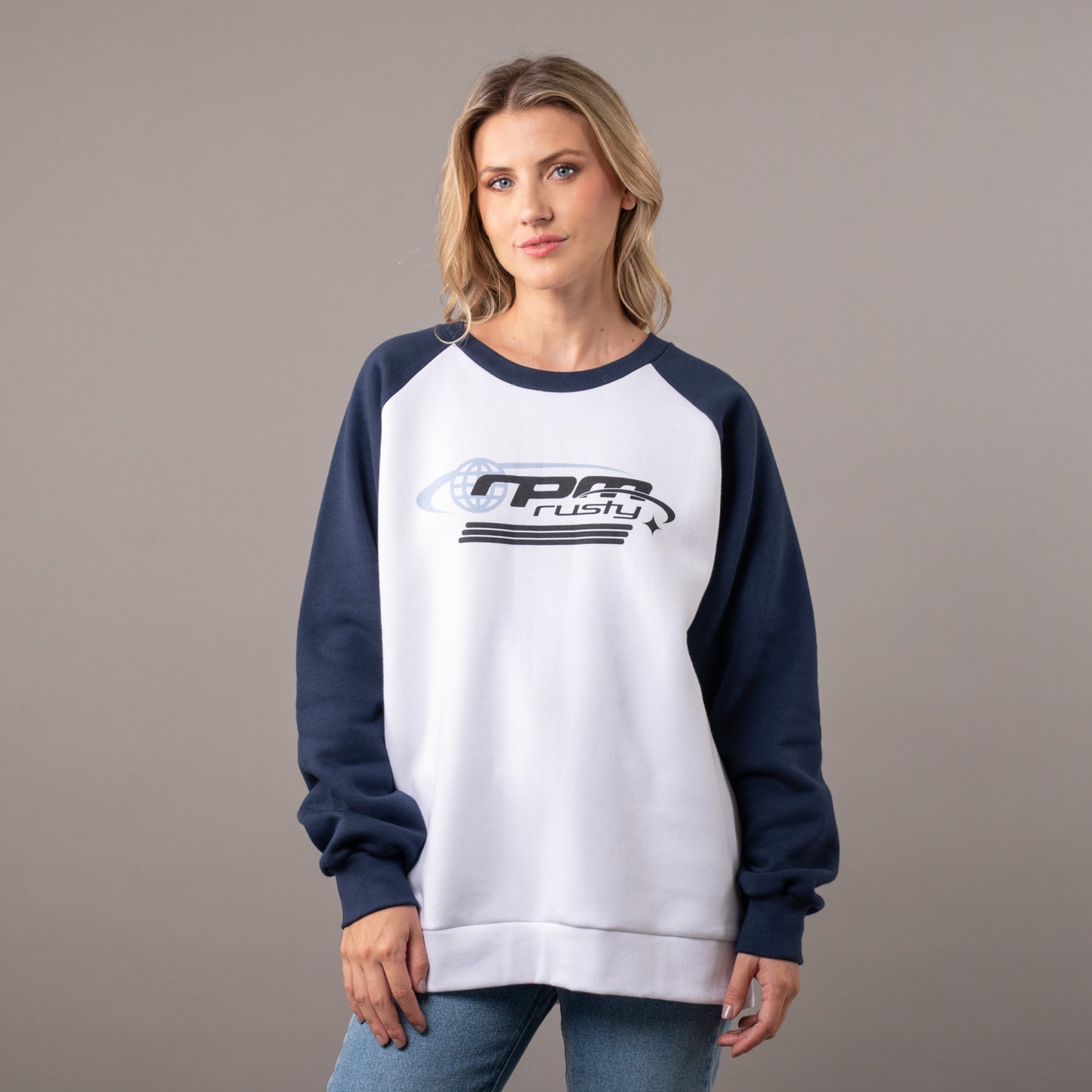 Buzo Rusty Rpm Raglan Relaxed Crew Navy