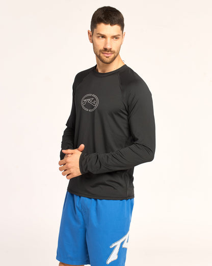 Rashie Rusty Charge Ls Tee Uv50 Black