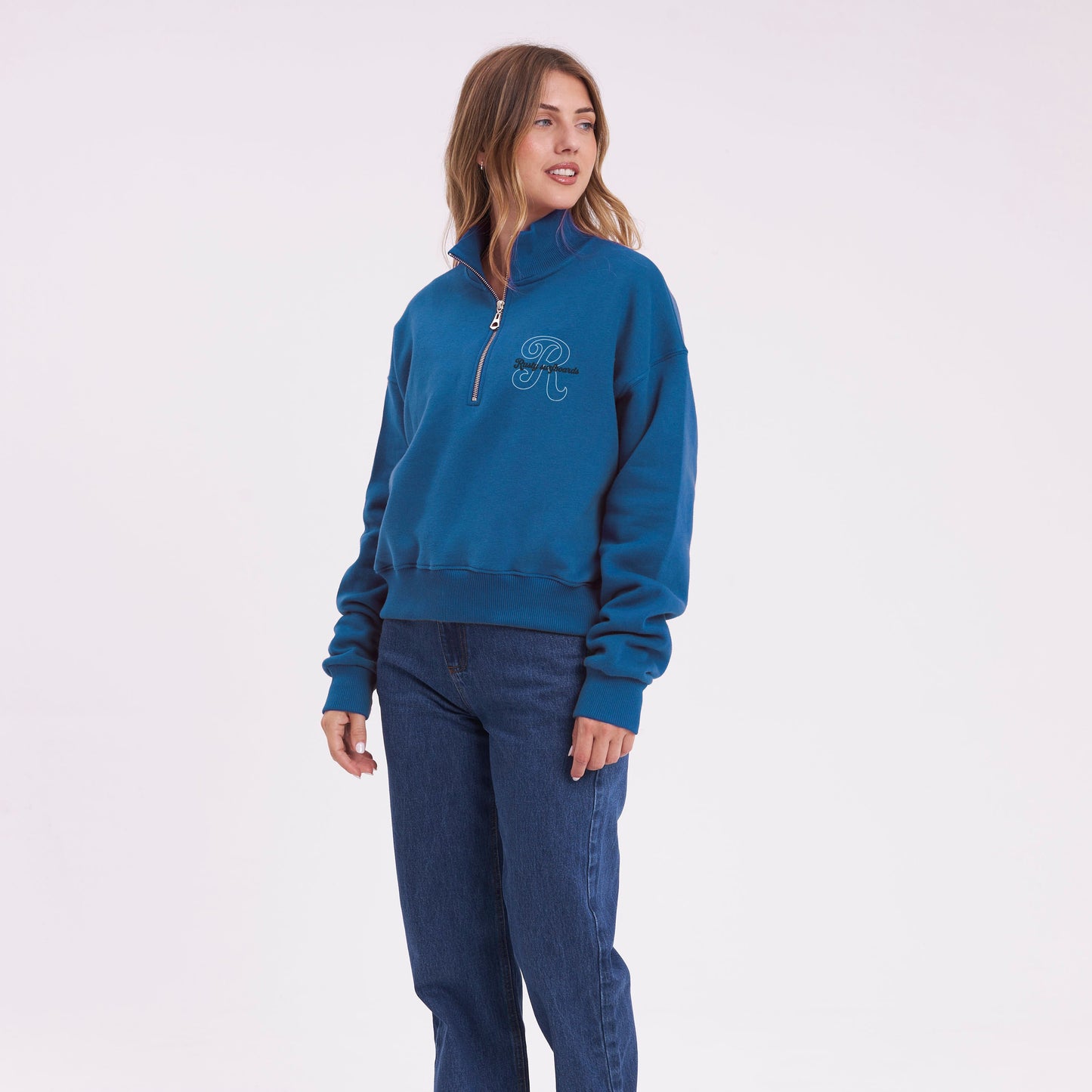 Buzo Rusty Bind Me Up Zip Crew Ld Atlantic Blue