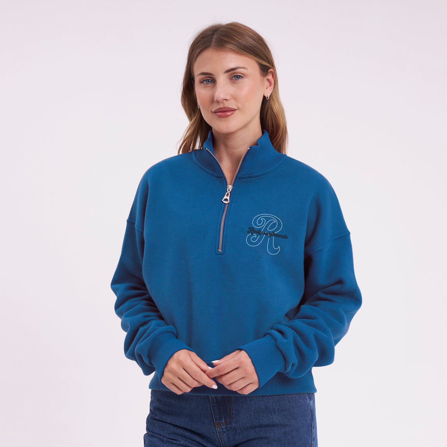 Buzo Rusty Bind Me Up Zip Crew Ld Atlantic Blue