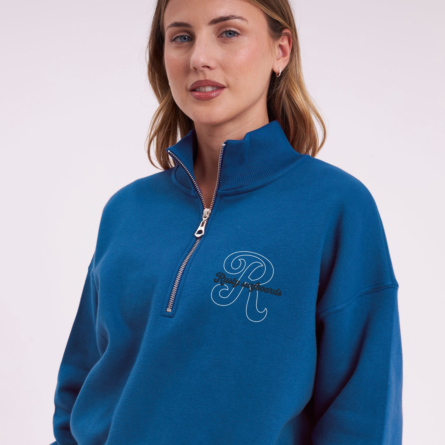 Buzo Rusty Bind Me Up Zip Crew Ld Atlantic Blue