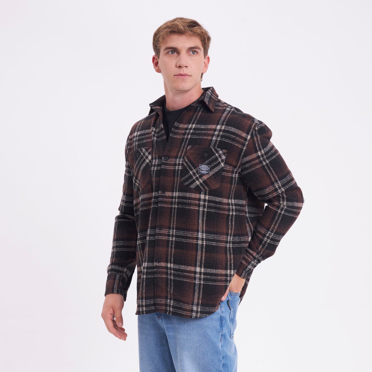 Camisa Ml Rusty Fade Away Flannel Long Sleeve Shirt Brown