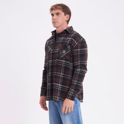 Camisa Ml Rusty Fade Away Flannel Long Sleeve Shirt Brown