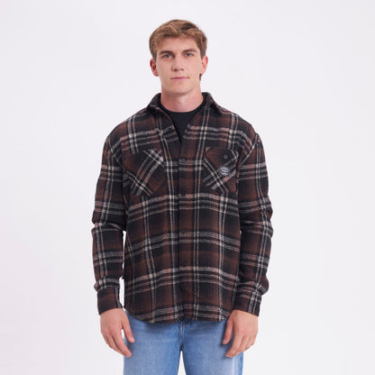Camisa Ml Rusty Fade Away Flannel Long Sleeve Shirt Brown