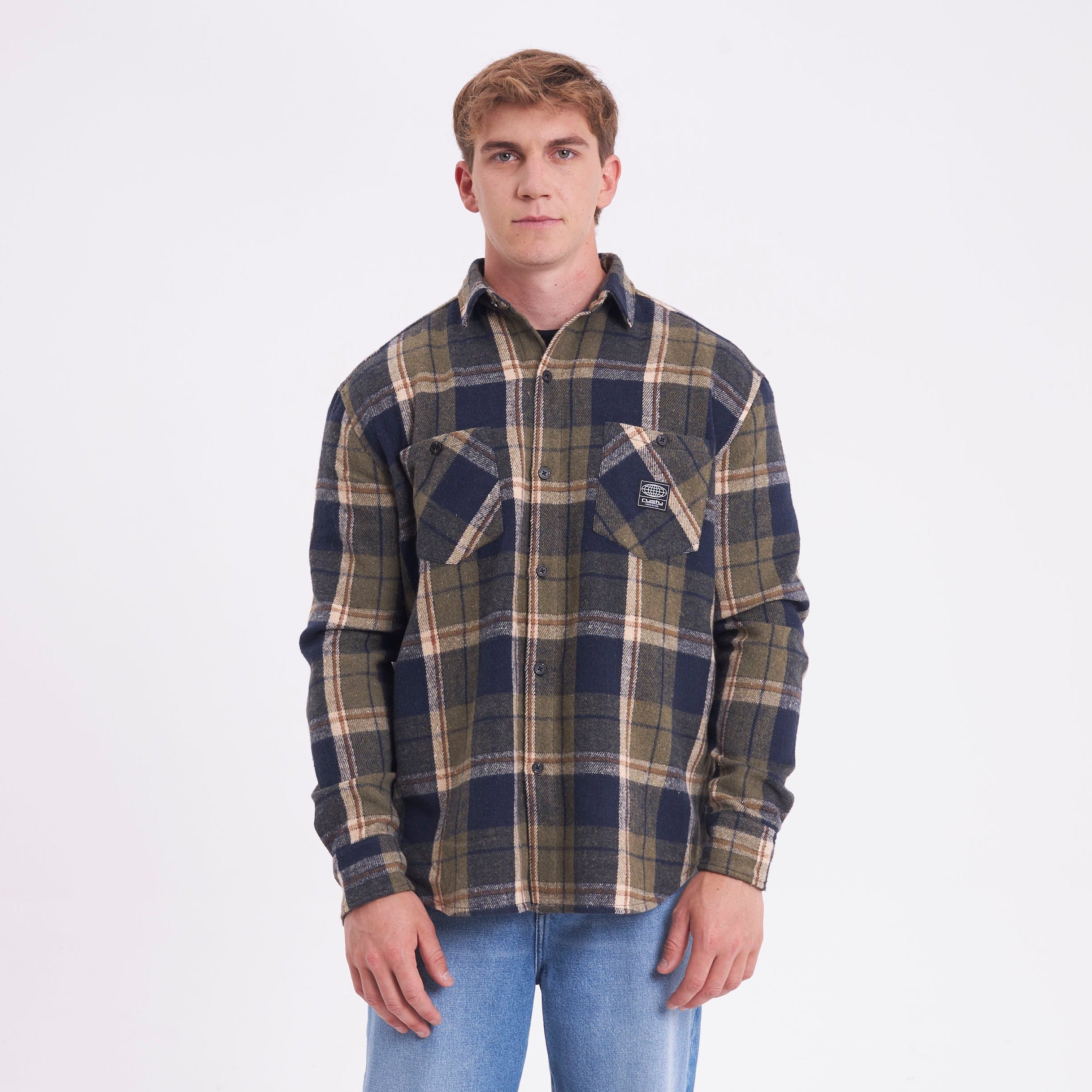 Camisa Ml Rusty Fade Away Flannel Long Sleeve Shirt Green