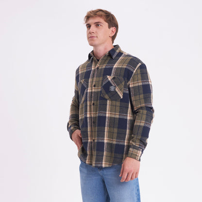 Camisa Ml Rusty Fade Away Flannel Long Sleeve Shirt Green