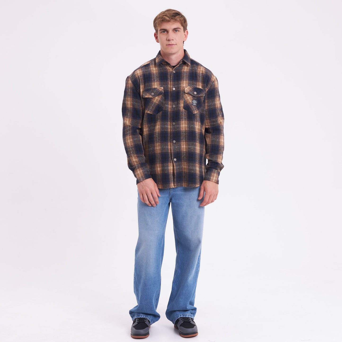 Camisa Ml Rusty Galaxie Flannel Long Sleeve Shirt Blue