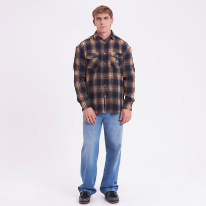 Camisa Ml Rusty Galaxie Flannel Long Sleeve Shirt Blue