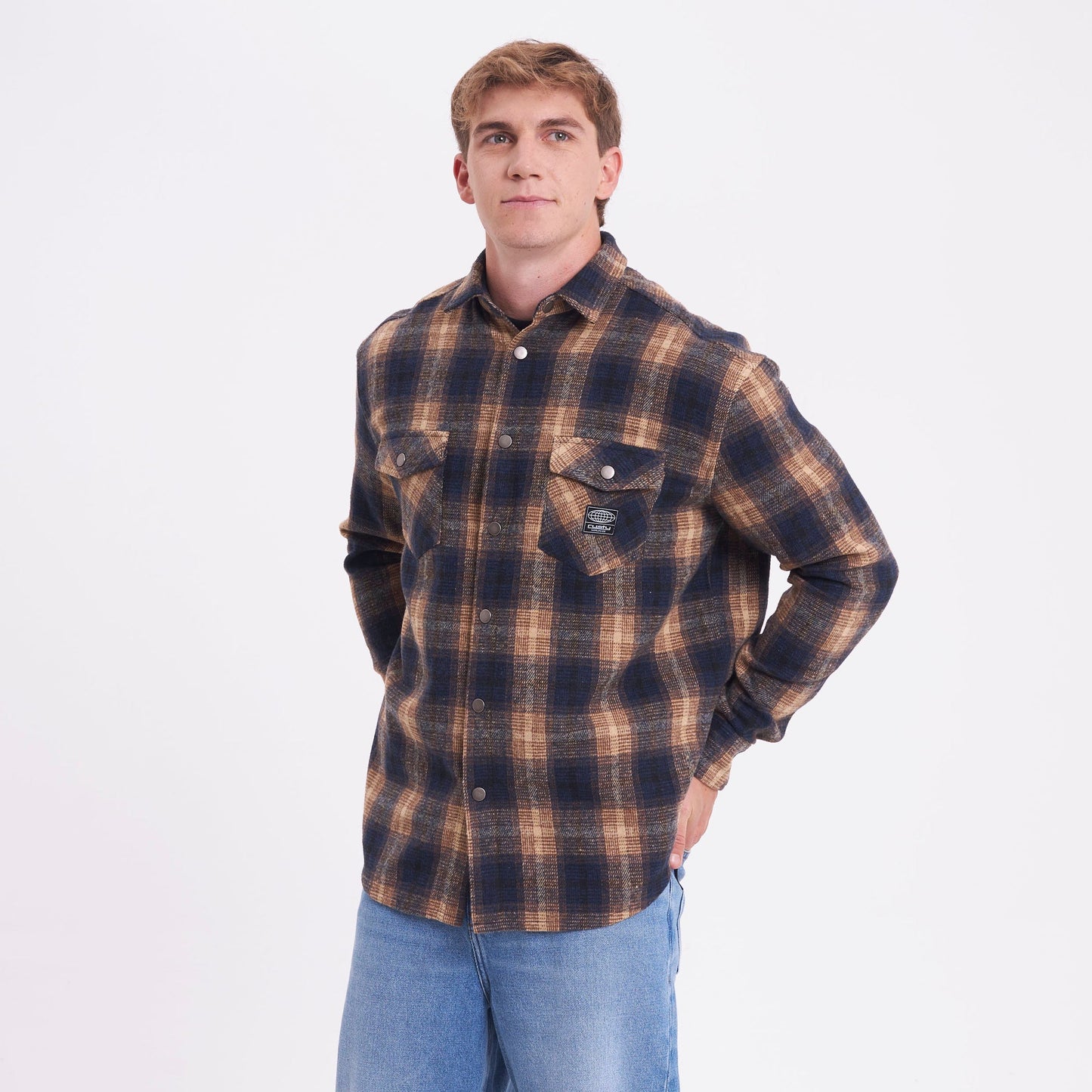 Camisa Ml Rusty Galaxie Flannel Long Sleeve Shirt Blue