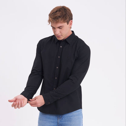Camisa Ml Rusty Overtone Long Sleeve Linen Shirt Black