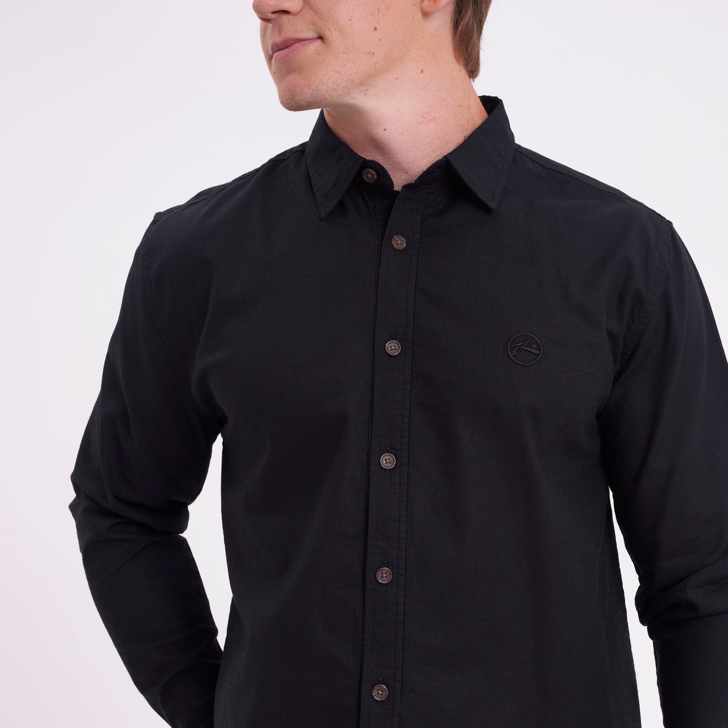Camisa Ml Rusty Overtone Long Sleeve Linen Shirt Black