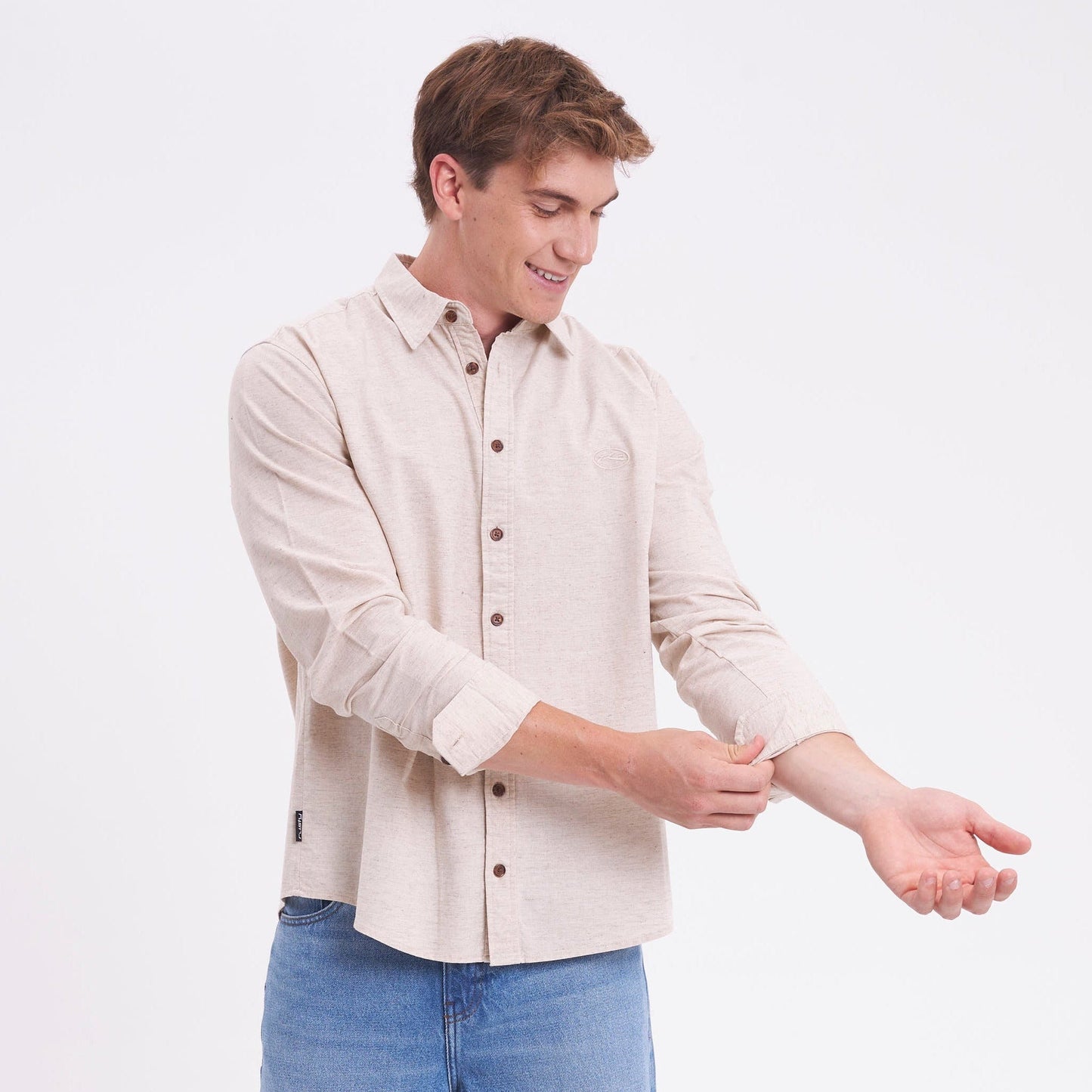 Camisa Ml Rusty Overtone Long Sleeve Linen Shirt Off White