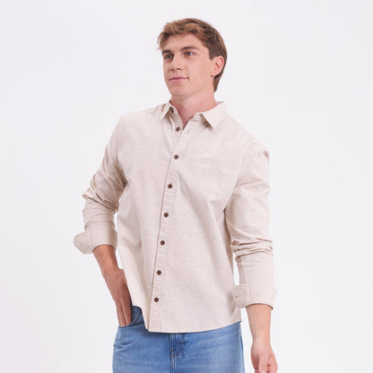 Camisa Ml Rusty Overtone Long Sleeve Linen Shirt Off White