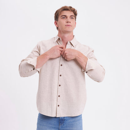 Camisa Ml Rusty Overtone Long Sleeve Linen Shirt Off White