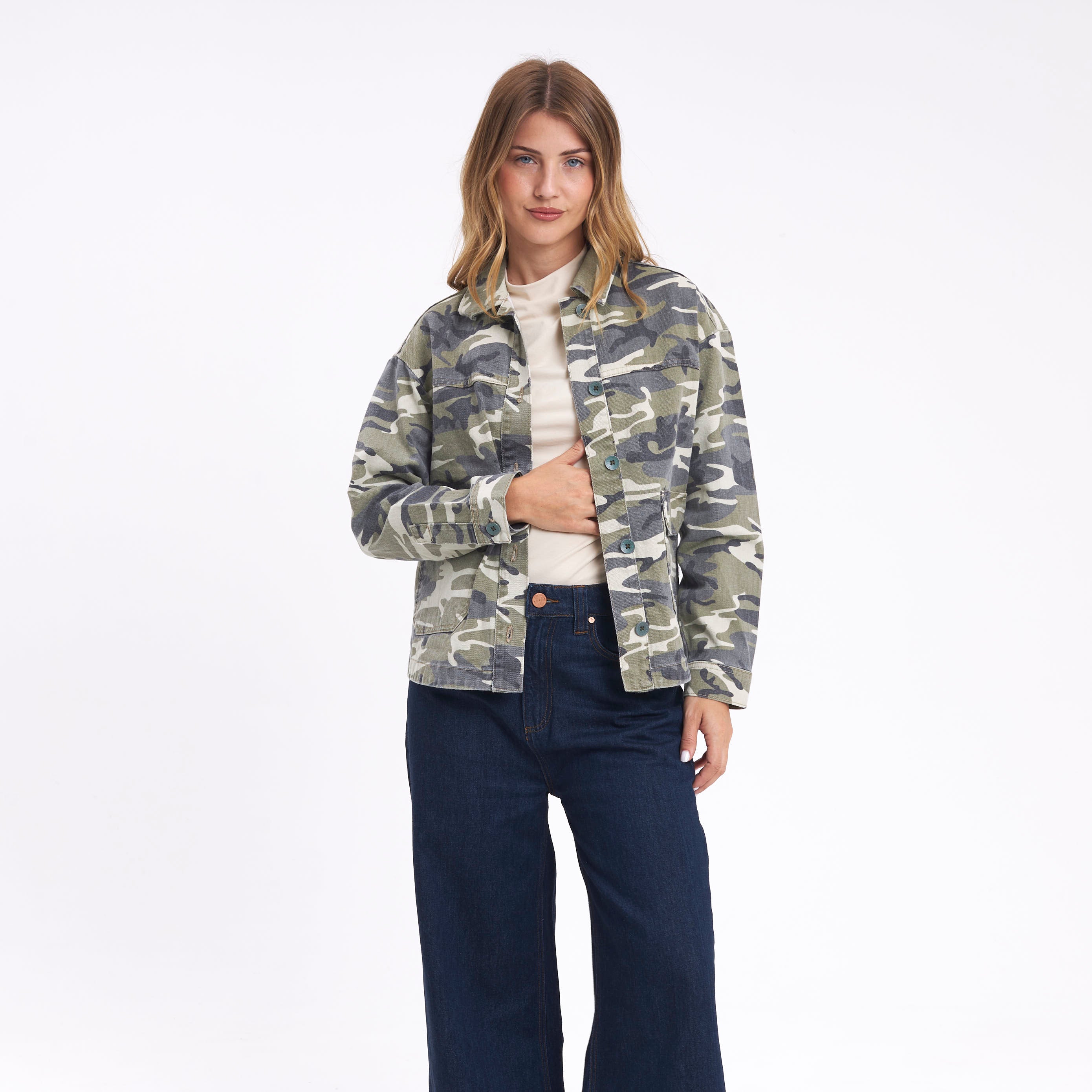 Camisa Ml Rusty Camo Mile Oversize Shirt Ld Abbey Stone