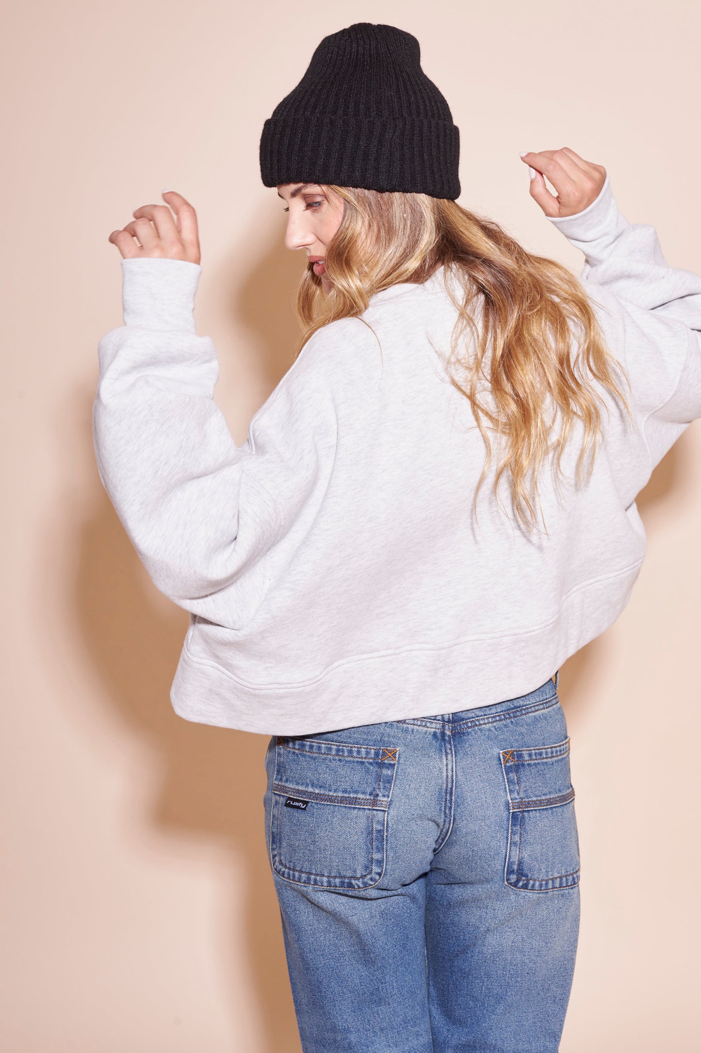 Campera Canguro Rusty Atomic Fleece Cardigan Ld Grey Marle