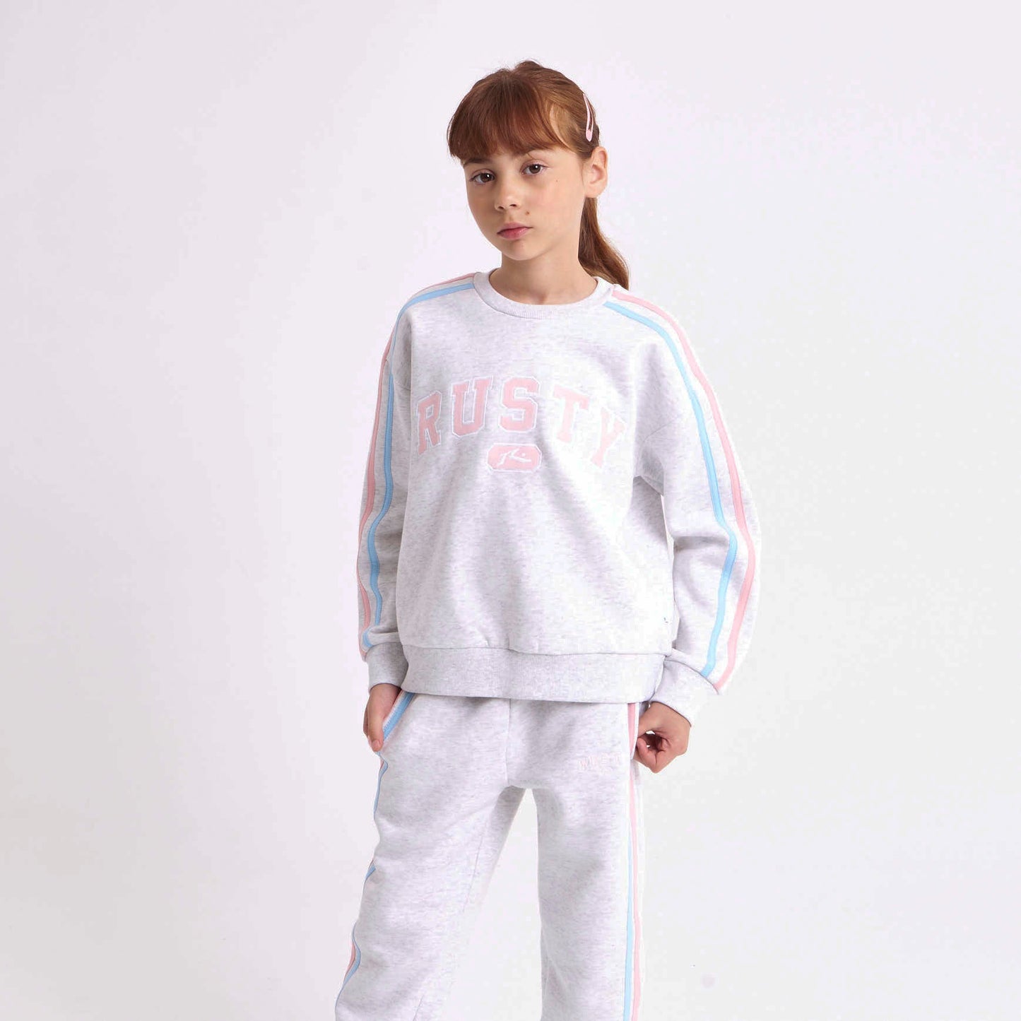 Buzo Rusty Girls Team Varsity Crew Fleece Ecru Marle