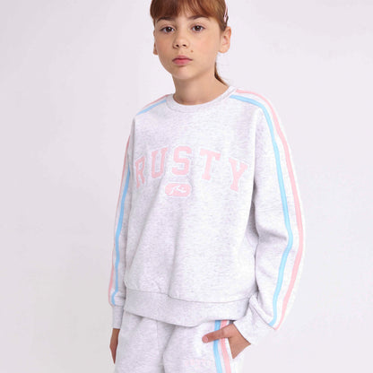 Buzo Rusty Girls Team Varsity Crew Fleece Ecru Marle