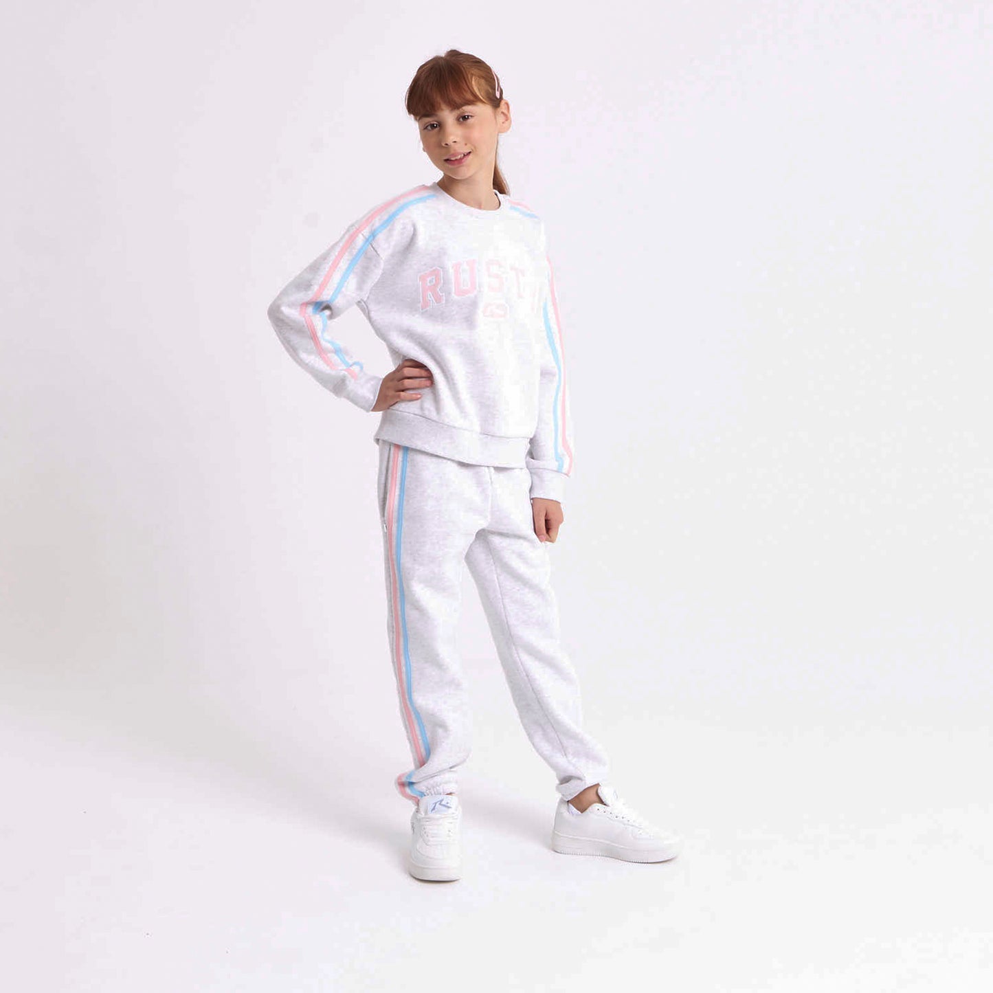 Buzo Rusty Girls Team Varsity Crew Fleece Ecru Marle