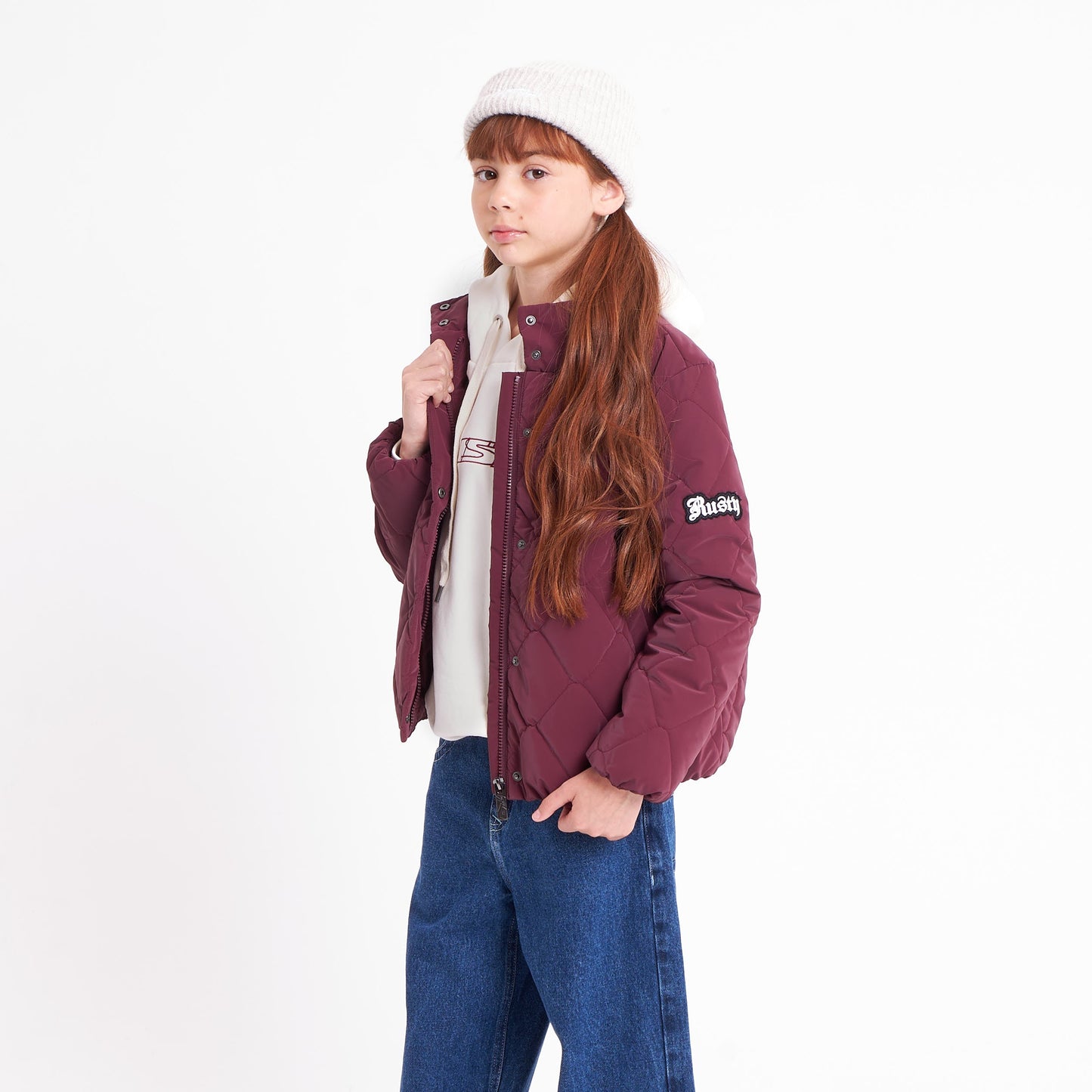 Campera Abrigo Rusty Angels Puffer Coat Girls Burgundy