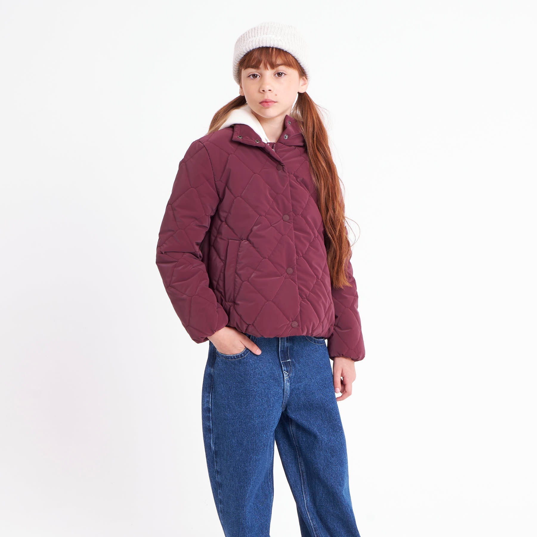 Campera Abrigo Rusty Angels Puffer Coat Girls Burgundy