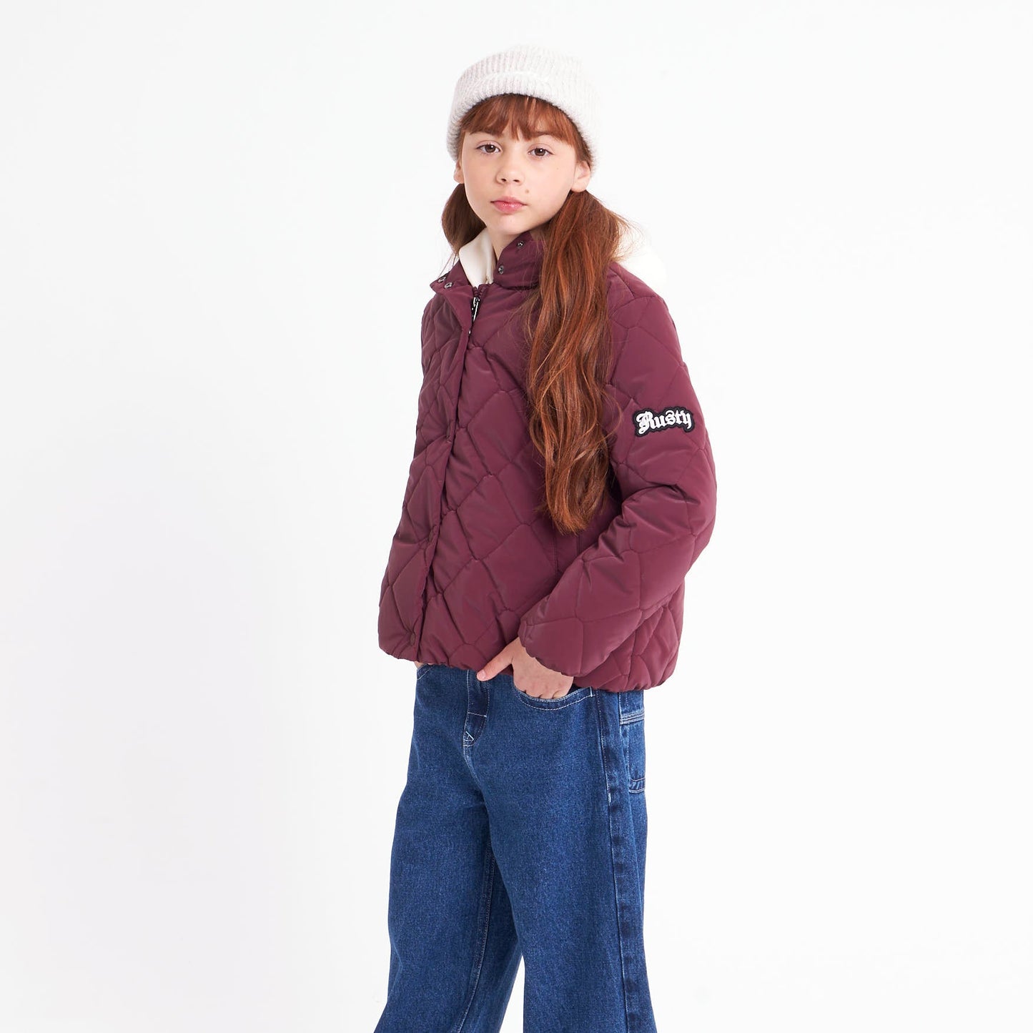 Campera Abrigo Rusty Angels Puffer Coat Girls Burgundy