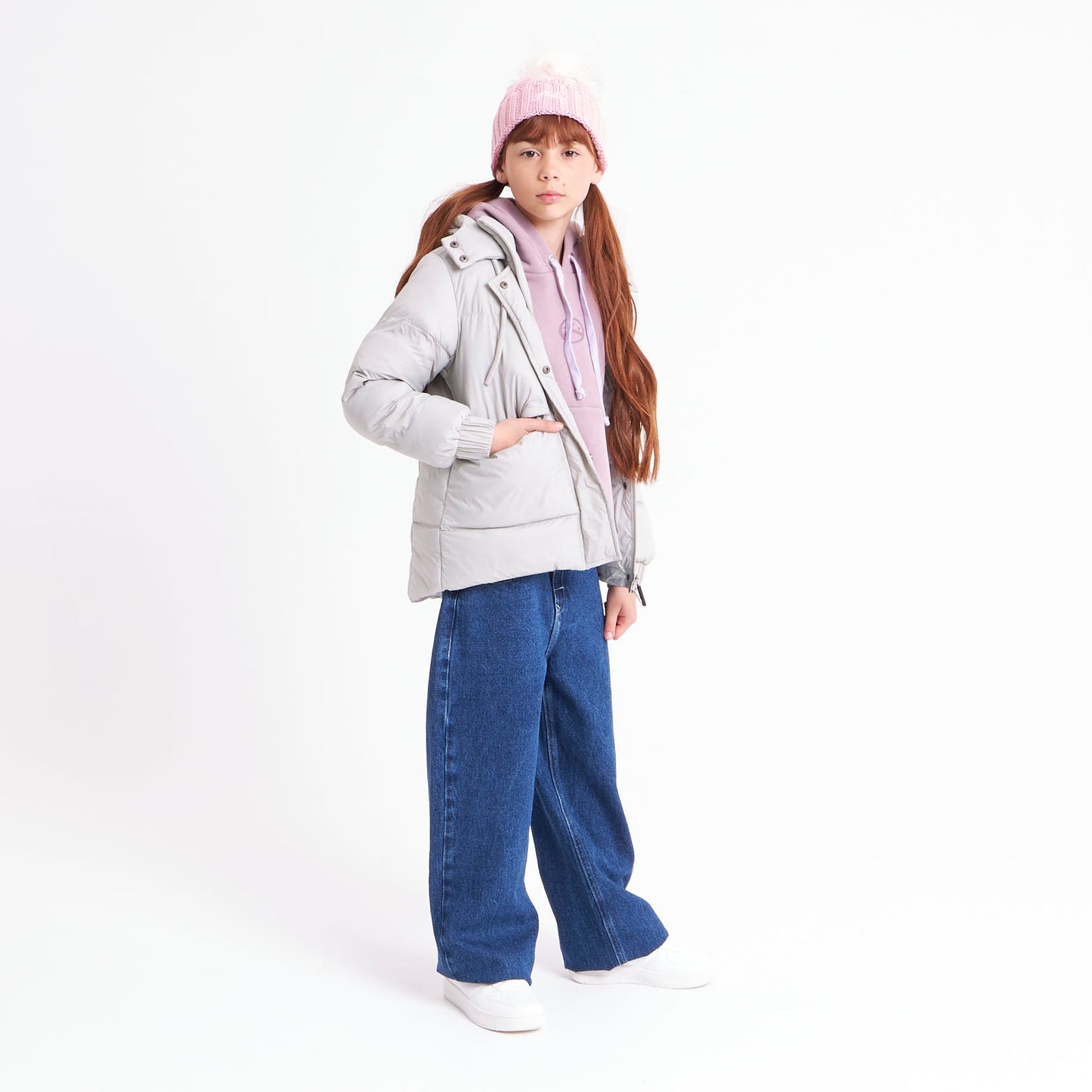 Campera Abrigo Rusty Shallow Puffer Coat Girls Mirage Gray