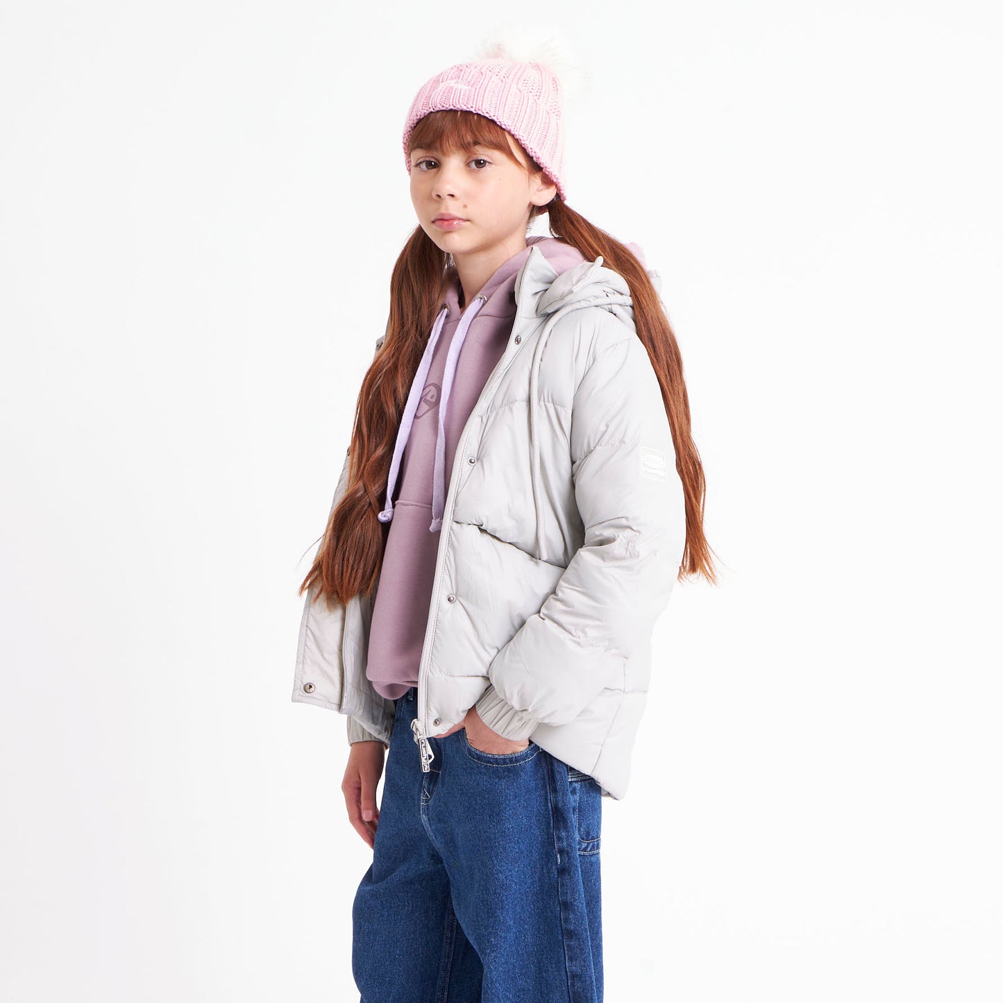 Campera Abrigo Rusty Shallow Puffer Coat Girls Mirage Gray