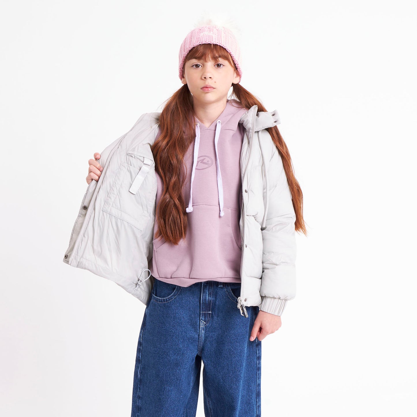 Campera Abrigo Rusty Shallow Puffer Coat Girls Mirage Gray