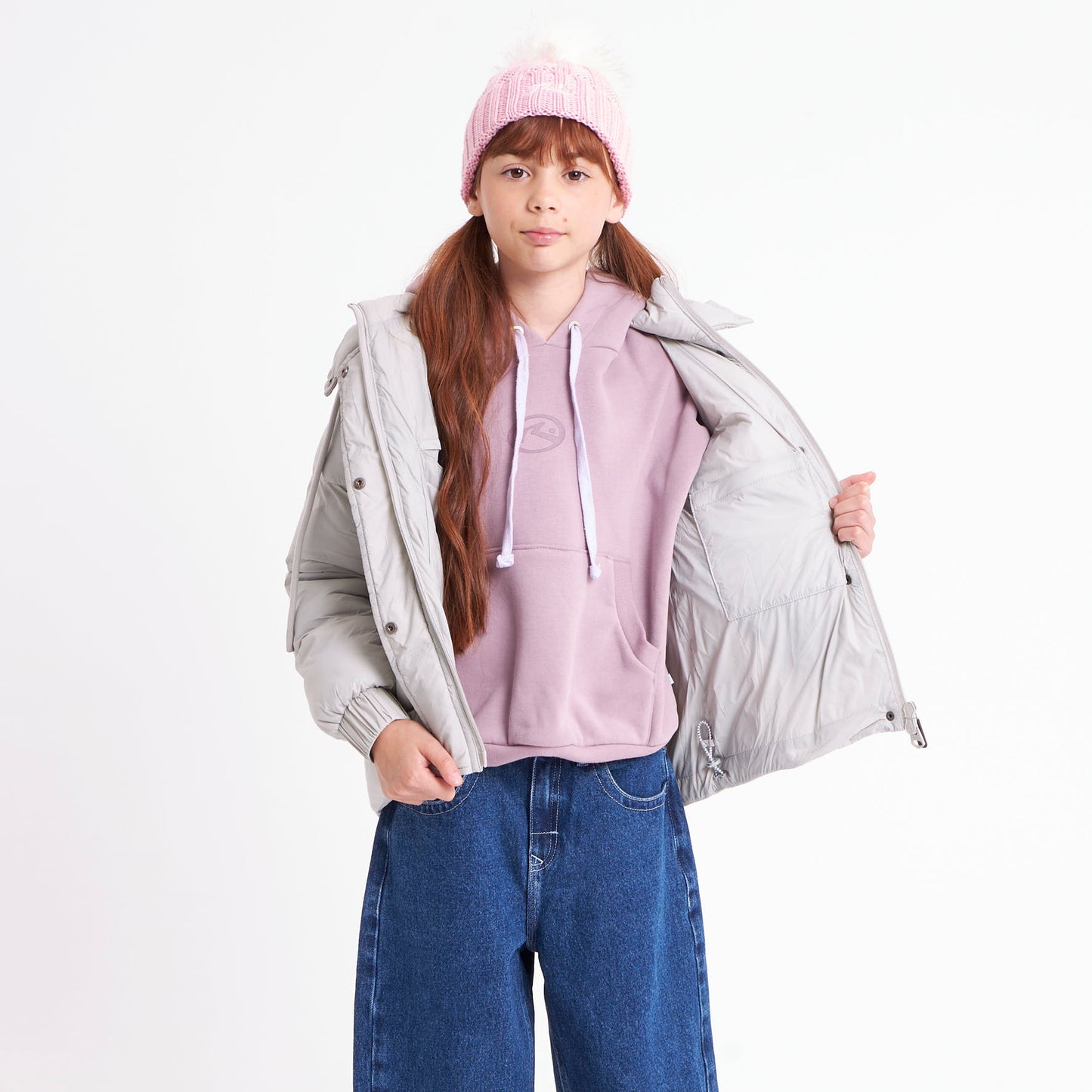 Campera Abrigo Rusty Shallow Puffer Coat Girls Mirage Gray