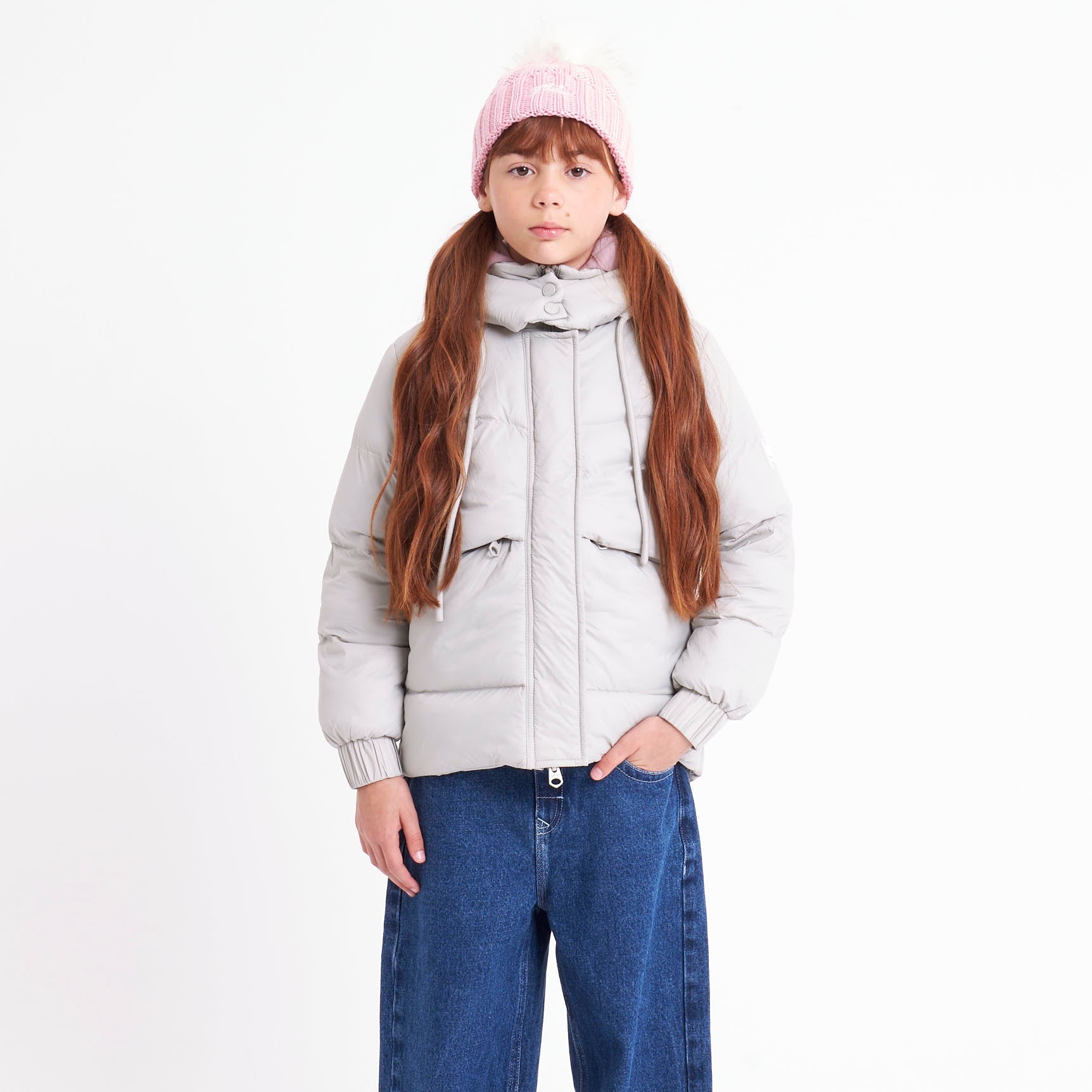 Campera Abrigo Rusty Shallow Puffer Coat Girls Mirage Gray