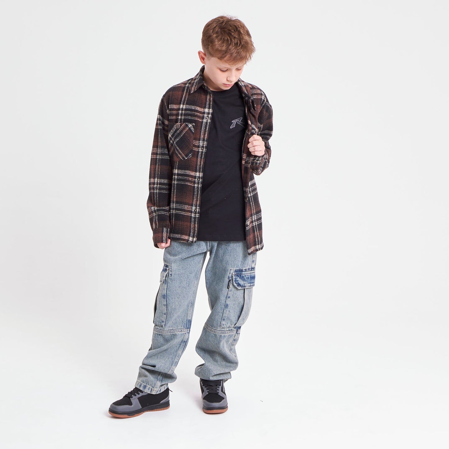 Camisa Ml Rusty Fade Away Flannel Long Sleeve Shirt Jr* Brown